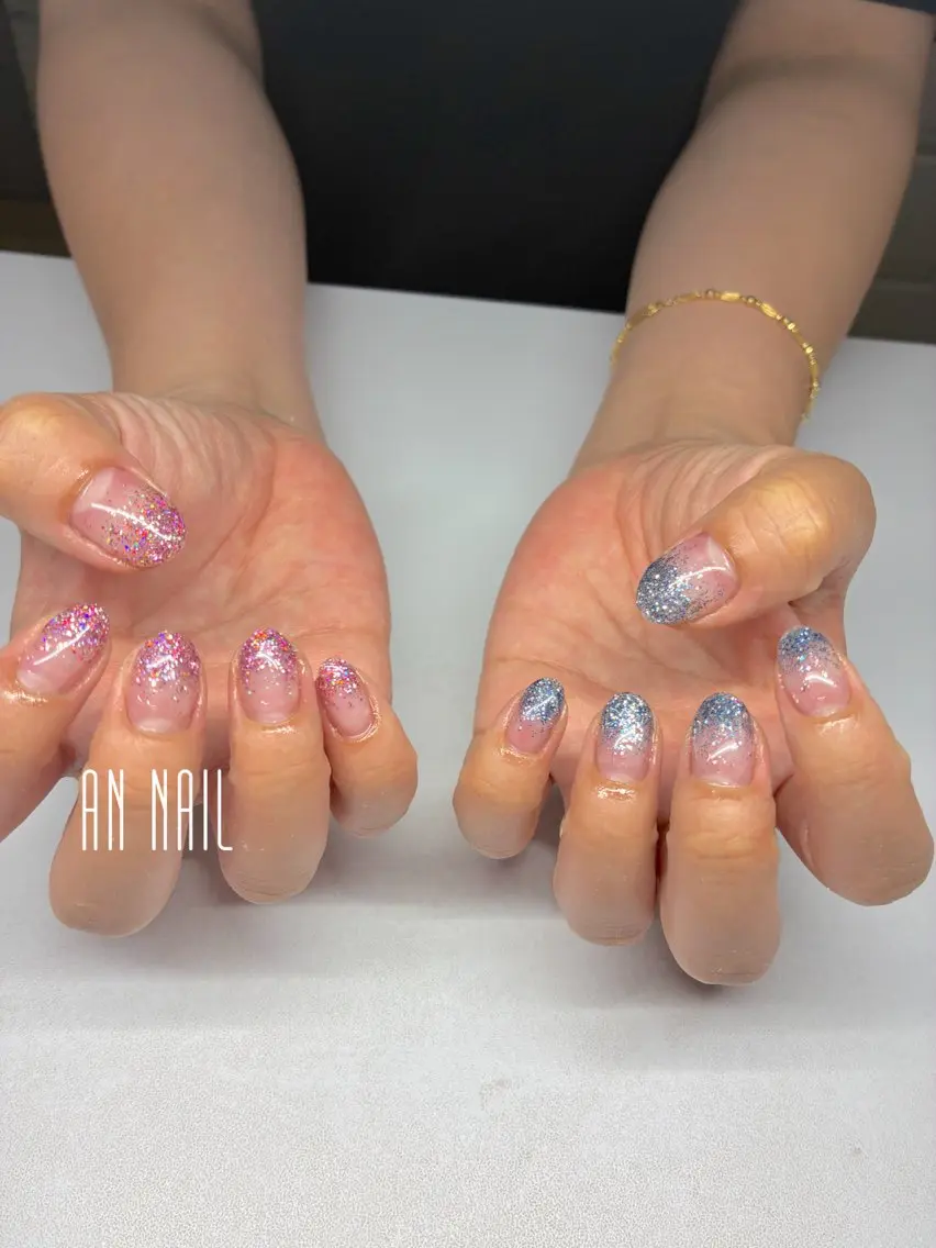 ネイル ラメ(グリッター) ラメグラデーション ハンドネイル AN Nailのネイルデザイン