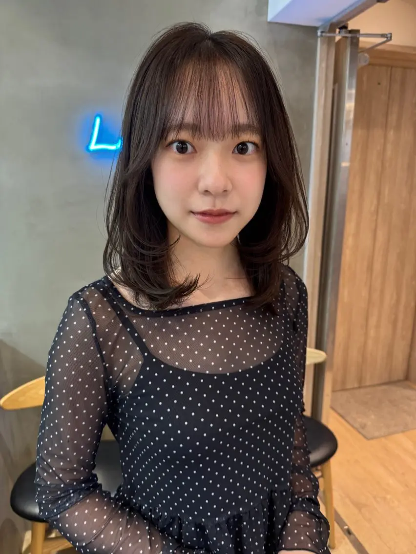 ミディアム カラー カット ヘアカラー トリートメント 🌷レイヤー縮毛/ 艶カラー/ami🌷のヘアスタイル