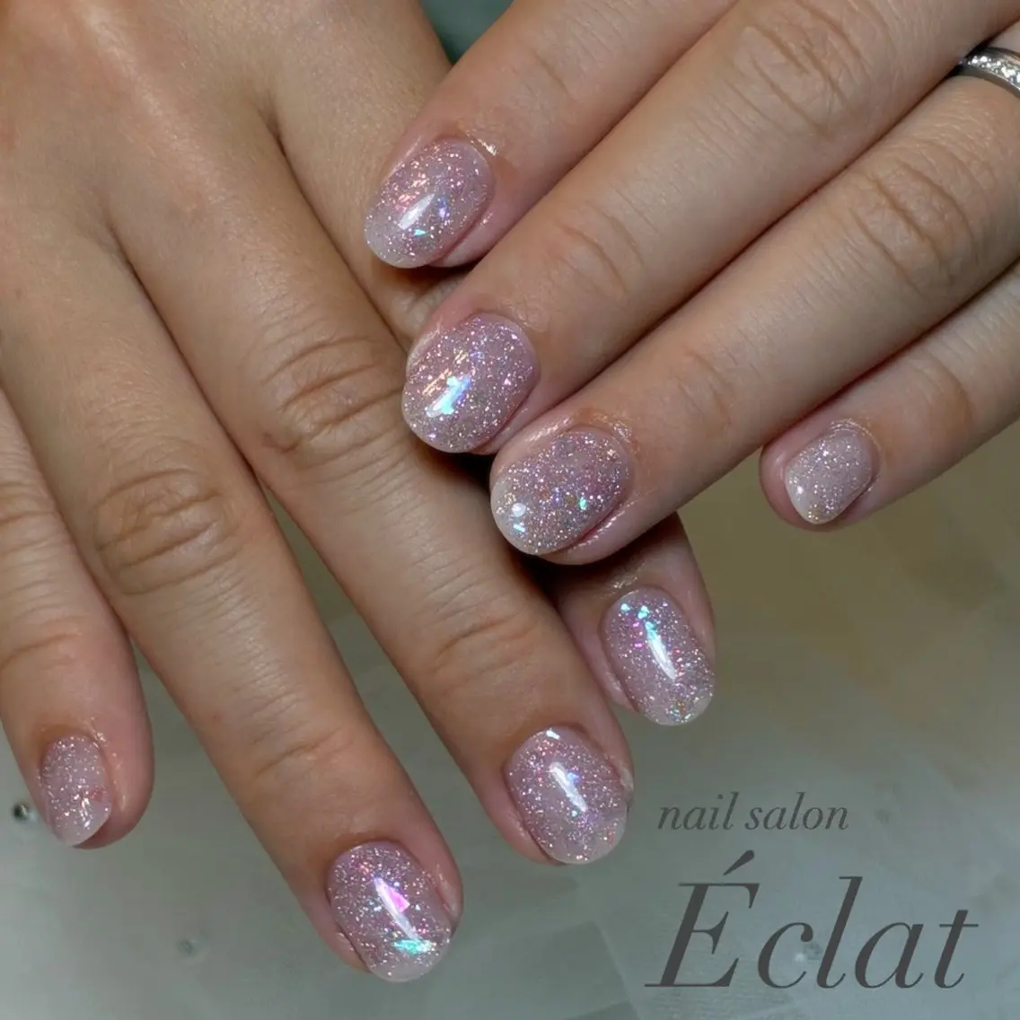 ネイル フラッシュネイル ピンク ハンドネイル nail salon Éclatのネイルデザイン