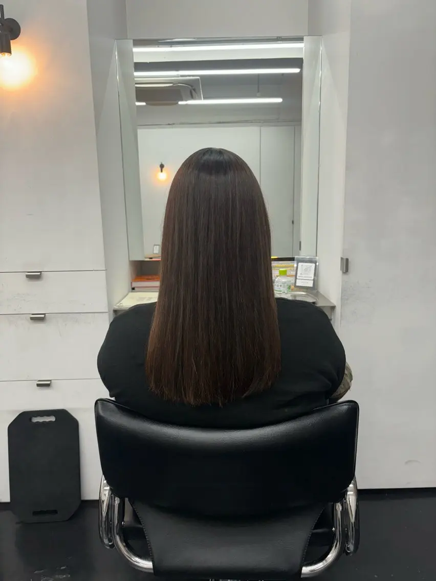 ロング パーマ 縮毛矯正 縮毛矯正 ヘアセット 【ヤマザキアヤメ】 艶カラー/縮毛矯正のヘアスタイル