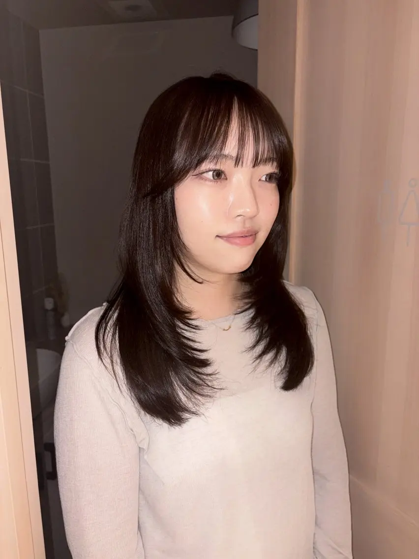 ミディアム カラー カット ヘアカラー -みつま はるな-のヘアスタイル