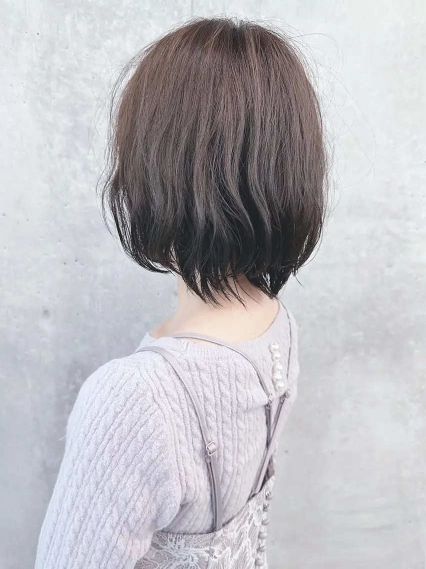 ショート カラー パーマ ヘアカラー トリートメント ボブ/ゆるふわ ボブパーマ/とういのヘアスタイル