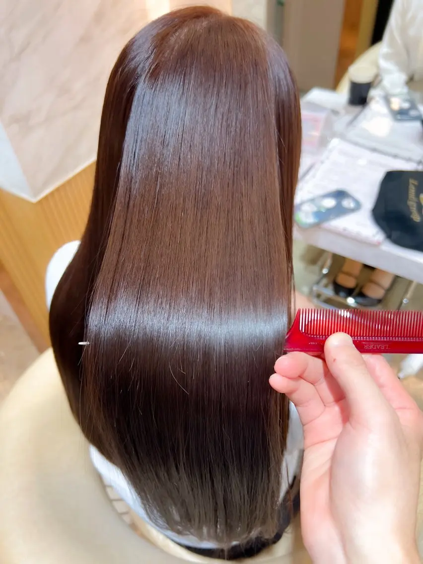ロング 縮毛矯正 カット ヘアカラー 縮毛矯正 トリートメント レイヤーカット/艶 髪カラー/木村和生のヘアスタイル