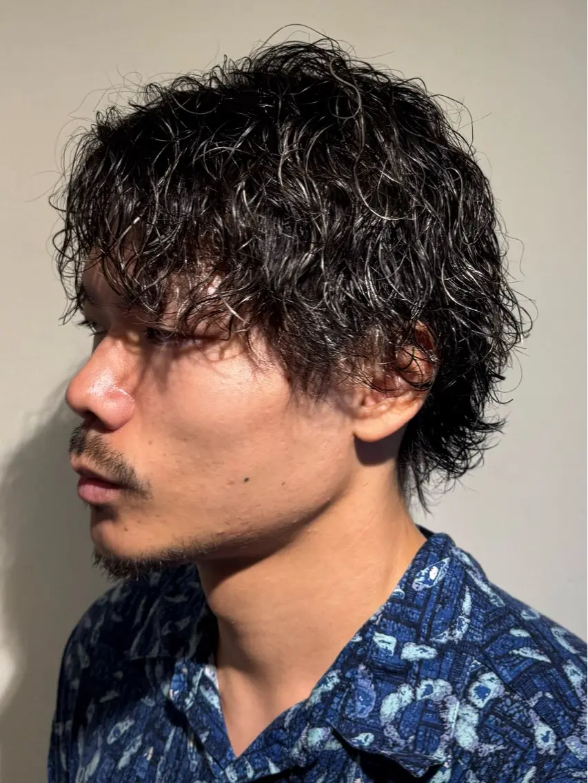 ショート パーマ 縮毛矯正 ウルフカット メンズパーマ&メンズ 縮毛矯正/平野/渋谷のヘアスタイル