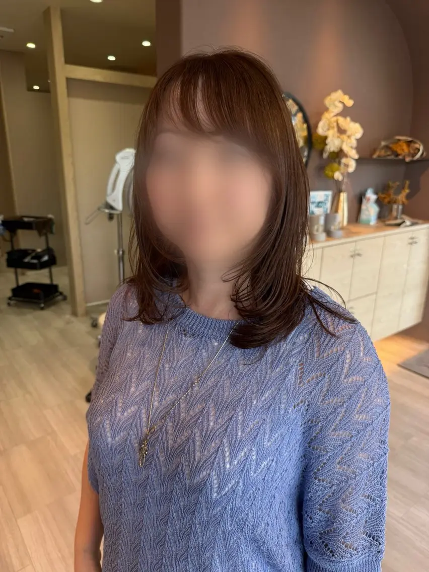 ミディアム カット ヘアカラー トリートメント Lien.テラダ 各務原スタイリストのヘアスタイル
