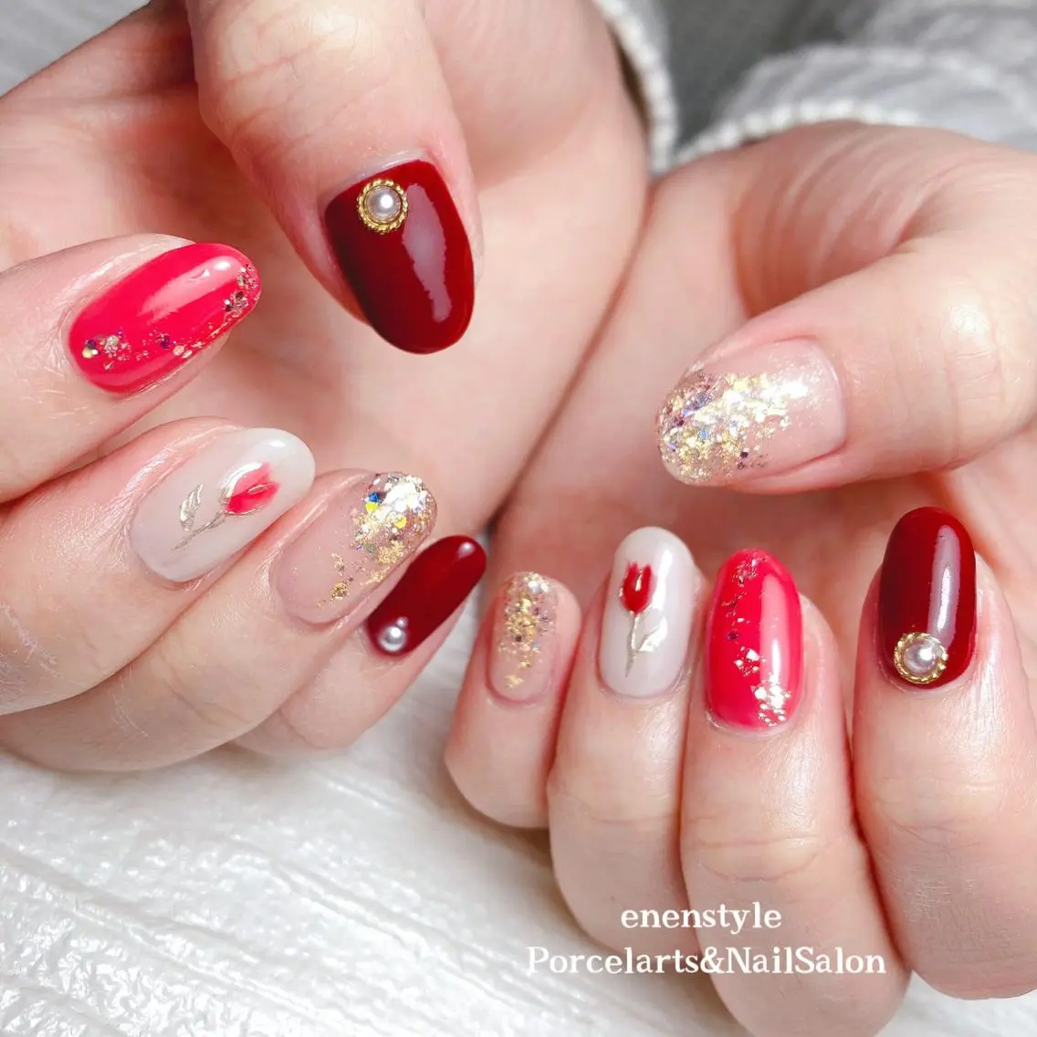 ミディアム ネイル 🐾enen style 🐾のネイルデザイン