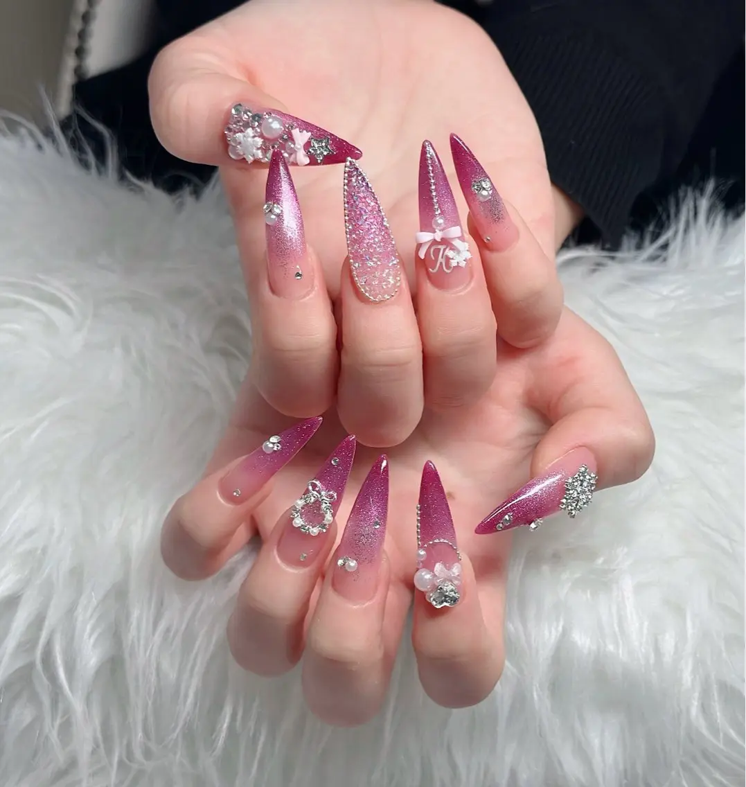 ネイル ハート キラキラネイル リボン ハンドネイル キノコ H.babynailのネイルデザイン