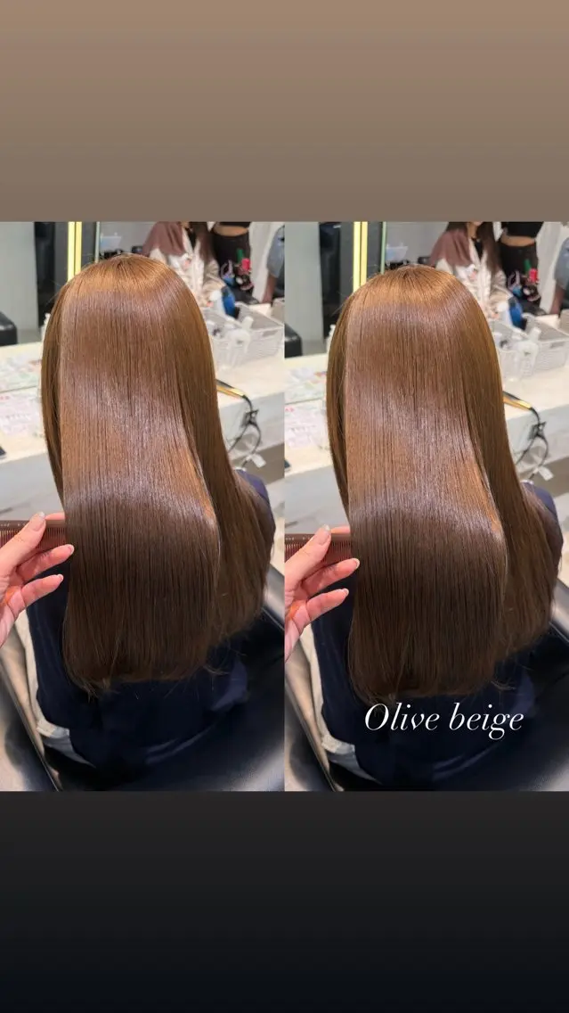 ロング カラー ベージュカラー 透明感カラー オリーブベージュ ヘアカラー トリートメント 暖色カラー/ ストレート/くるみのヘアスタイル