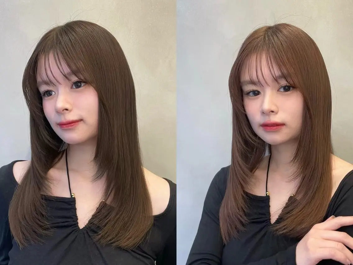 セミロング カラー 大宮縮毛矯正🩵 レイヤー 佐藤和のヘアスタイル