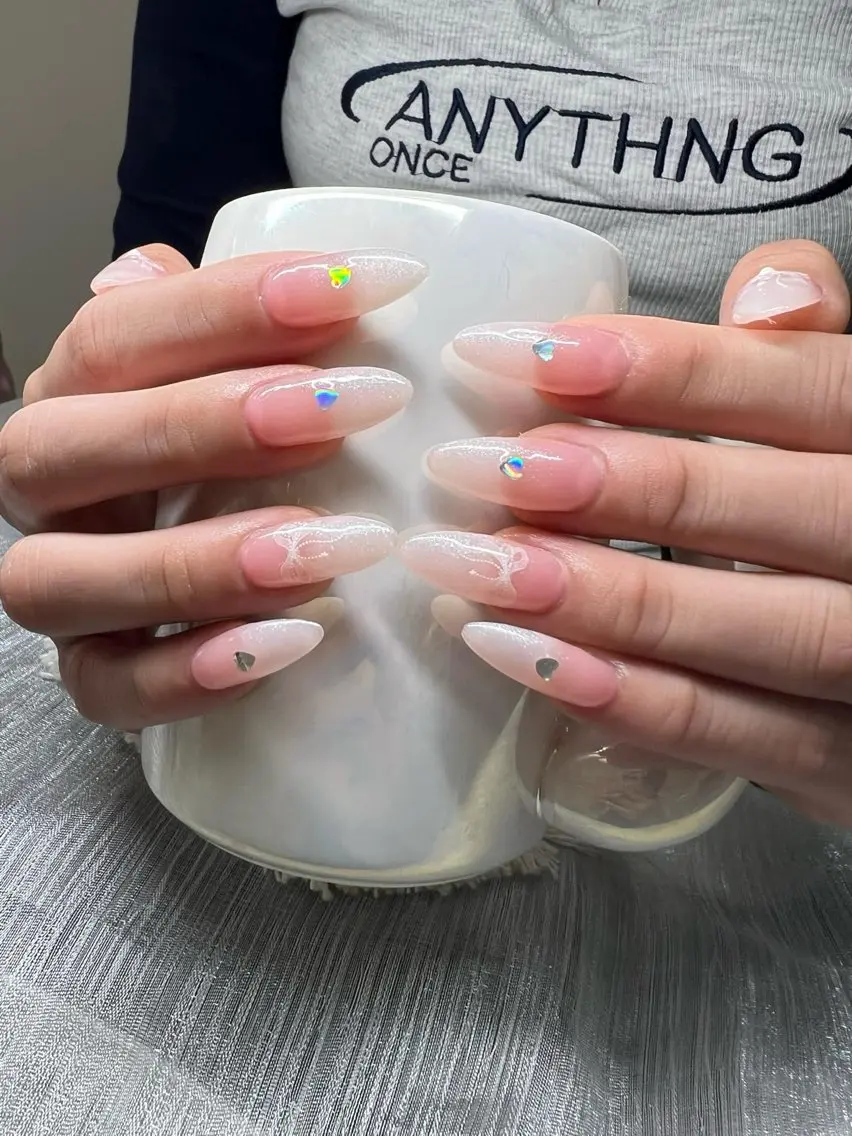 ネイル 長さ出し グラデーション キラキラネイル マグネットネイル ミラーネイル Lee Nails チップ長さだし専門店のネイルデザイン