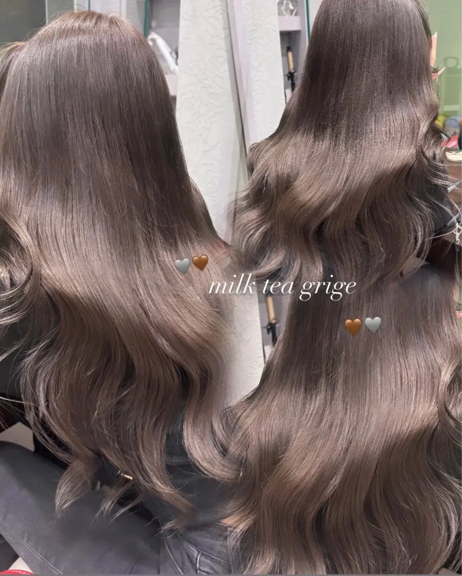 カラー ブリーチ グレージュ ミルクティーグレージュ Earth🎀 のんのヘアスタイル