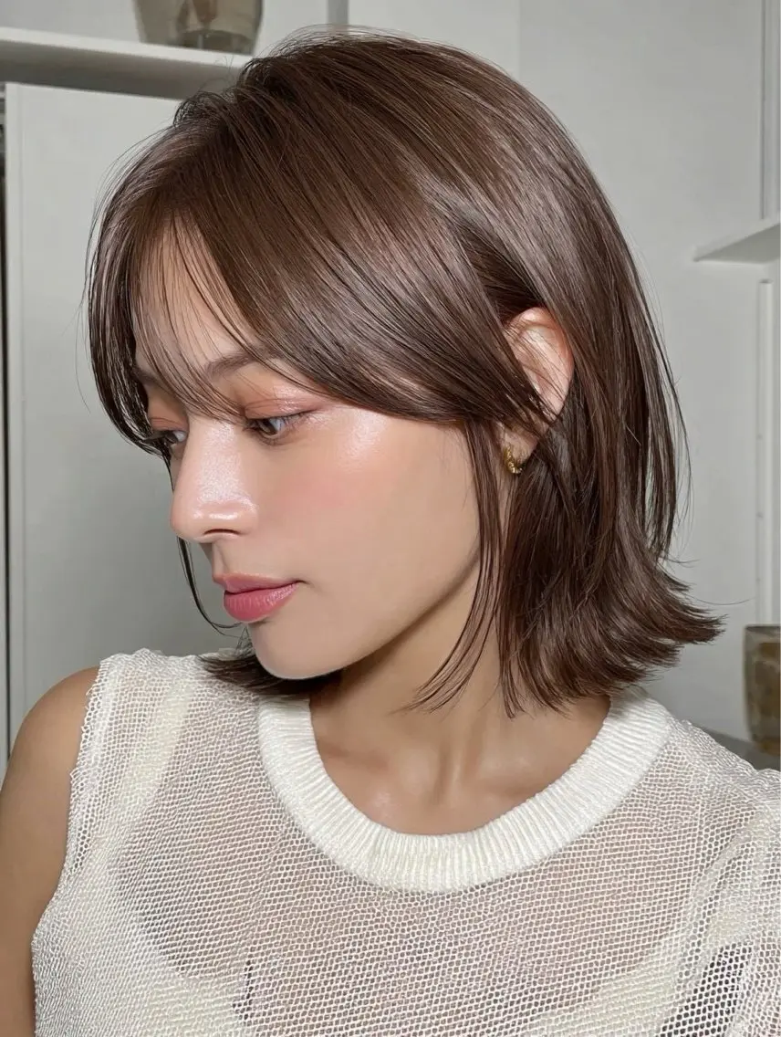 ミディアム カラー ベージュカラー ヘーゼル 伴藤 寿男のヘアスタイル