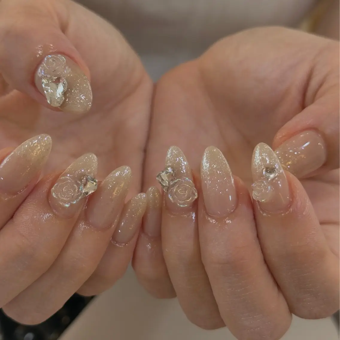 ネイル チークネイル フレンチネイル ジェルネイル ガラスフレンチ 韓国ネイル ハンドネイル chirin nailのネイルデザイン
