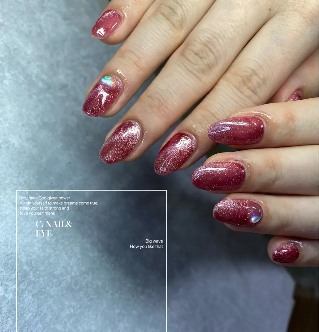 ネイル フラッシュネイル フットネイル 氷ネイル・うるうるネイル キラキラネイル 韓国ネイル C.Nail &Eyeのネイルデザイン