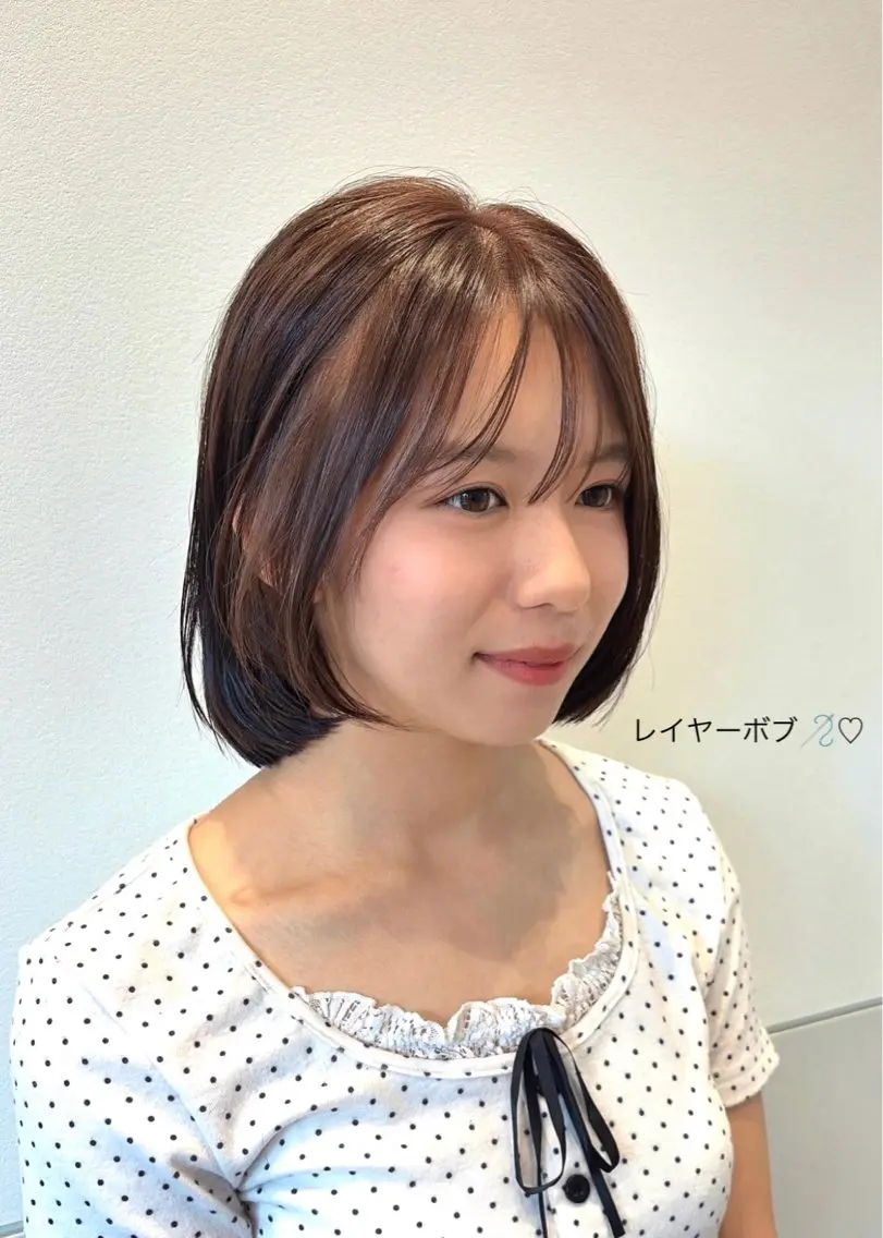 ショート ボブレイヤー ボブ レイヤーカット YUUKA /艶髪矯 正/透明感カラーのヘアスタイル