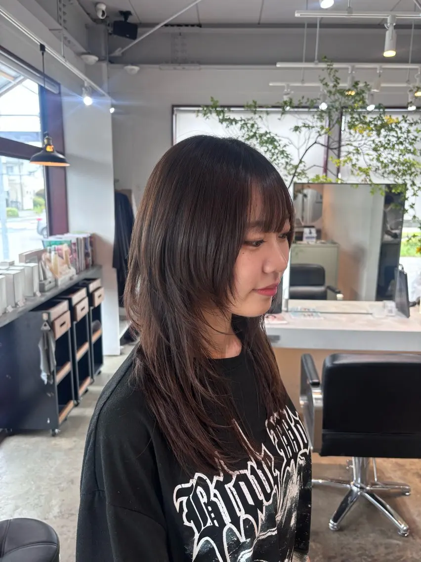 ロング 伸ばしかけ ハッシュカット カット ྀི akane   ྀིのヘアスタイル