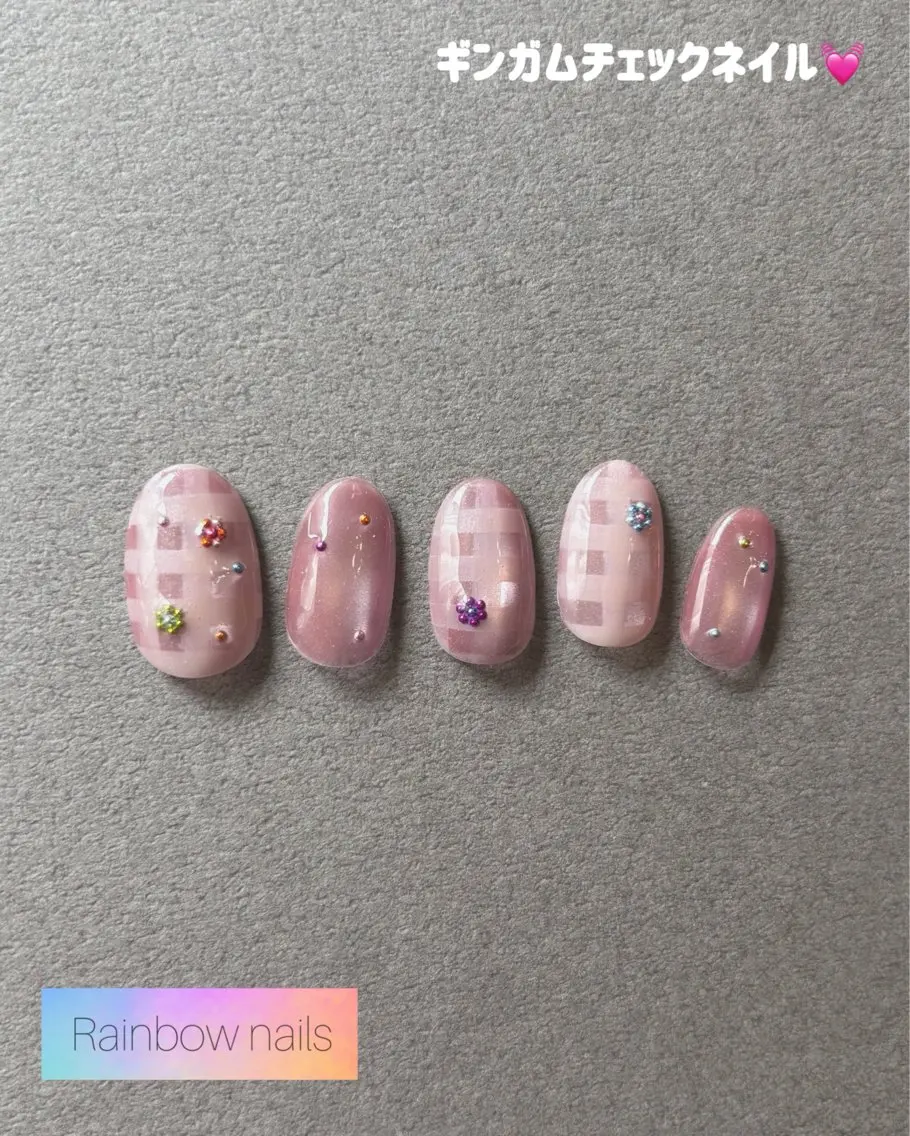 ネイル ハンドネイル Rainbow nailsくろちゃんのネイルデザイン