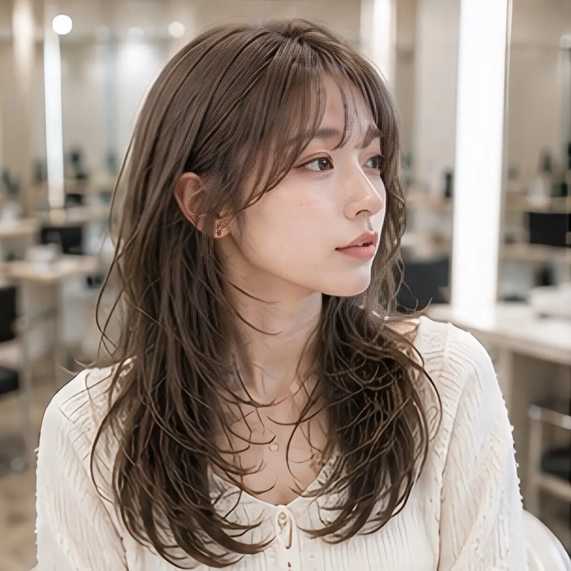 ロング カット レイヤー/顔まわり /縮毛矯正/おばかんのヘアスタイル