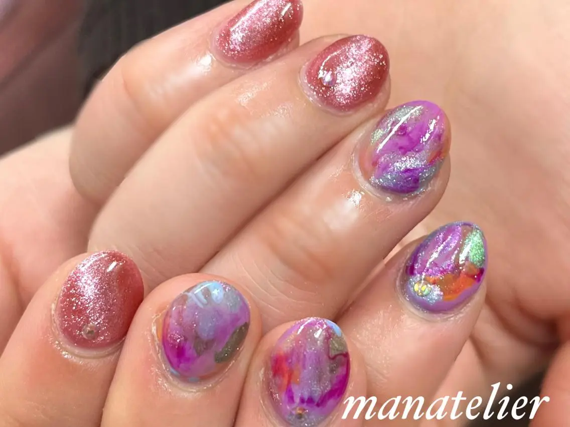 ネイル マグネットネイル ニュアンスネイル ハンドネイル manatelier マナトリエのネイルデザイン