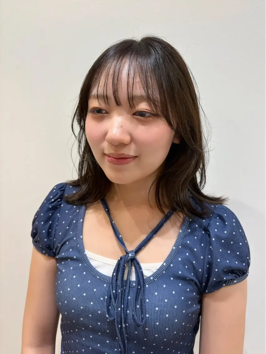 ミディアム カラー ボブ 顔まわりレイヤー レイヤーカット カット ヘアカラー トリートメント ♡オシャ髪♡AI ✂️newi町田のヘアスタイル