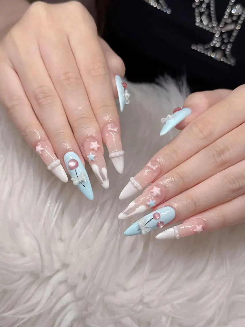 ネイル 長さ出し グラデーション 卒業式 キラキラネイル マグネットネイル ハンドネイル Lee Nailsのネイルデザイン