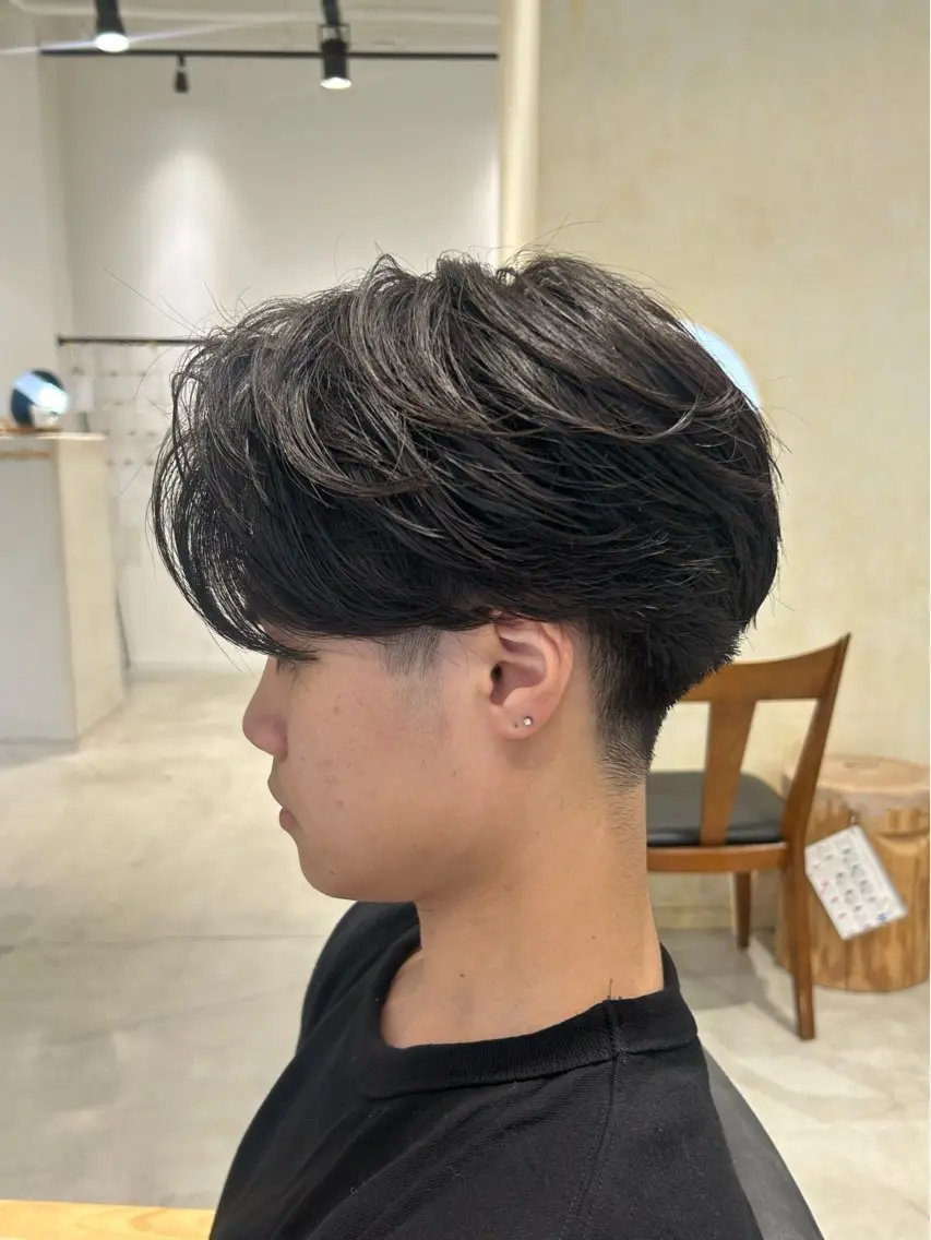 メンズ センターパート カット ながい りなのヘアスタイル