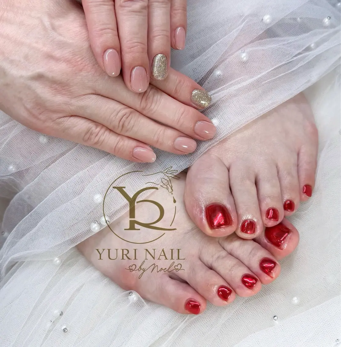 ネイル チークネイル フットネイル フレンチネイル グラデーション キラキラネイル ハンドネイル フットネイル ハンドケア YURI Nail Funabashiのネイルデザイン