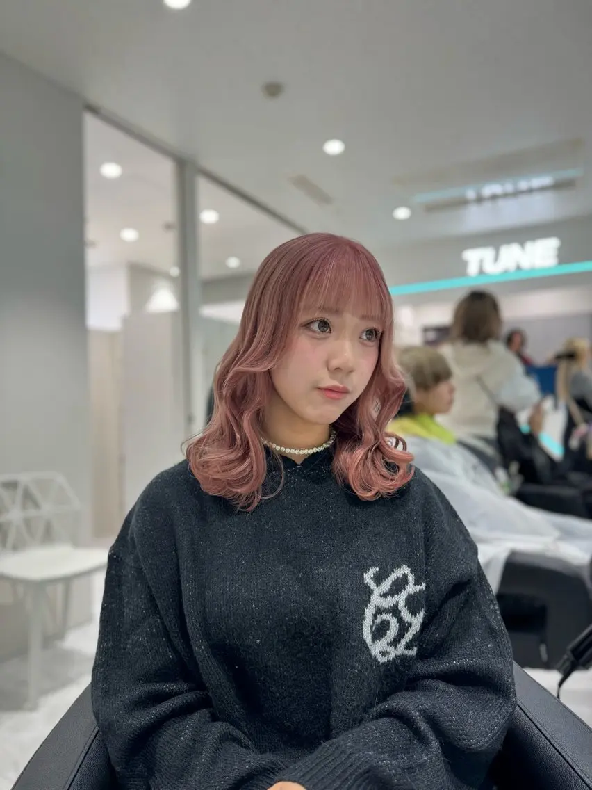 ミディアム カラー ブリーチ ダブルカラー ブリーチなしカラー ピンクカラー 髪質改善 天神/美髪カラー /矯正/kaitoのヘアスタイル