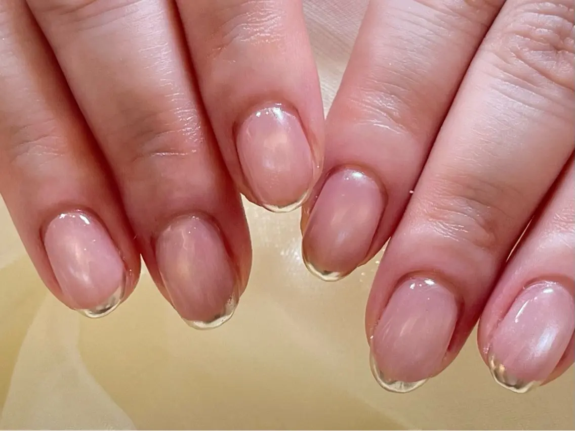 ネイル フレンチネイル ガーリー ガラスフレンチ 韓国ネイル ロングネイル Venus nail チップ長さだし専門店のネイルデザイン