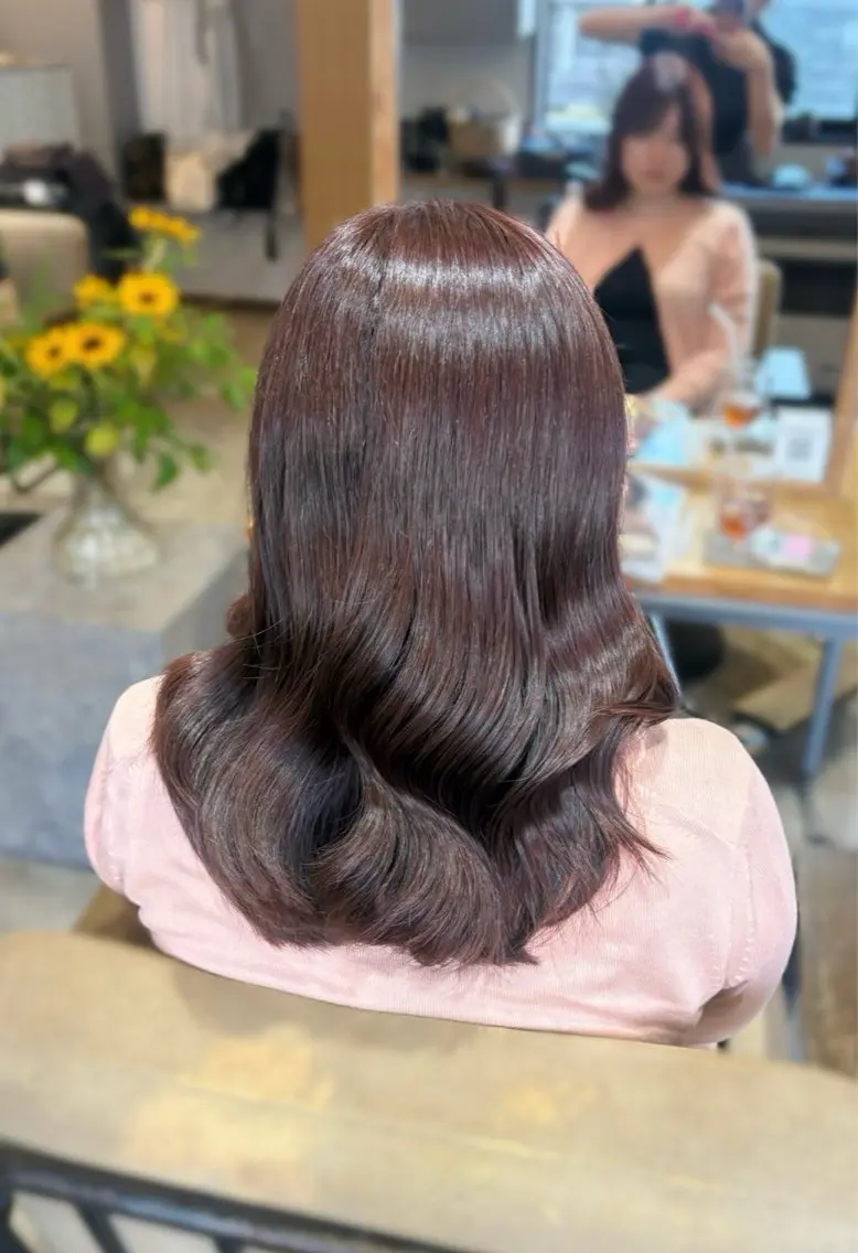 セミロング ピンクブラウン 顔周りカット レイヤーカット 韓国ヘア/レイヤー/ 透明感カラー🎀妃織のヘアスタイル
