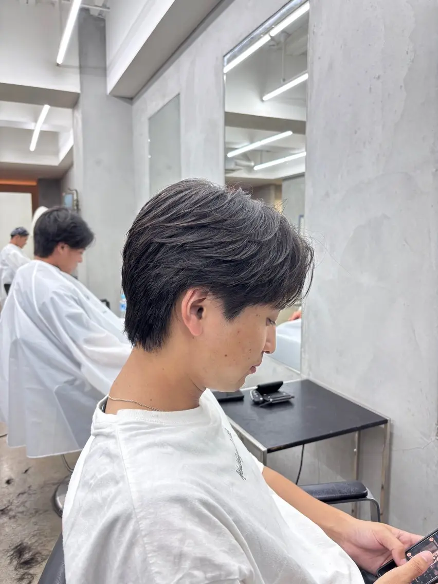 メンズ フェザーパーマ メンズパーマ 藤本 康二のヘアスタイル