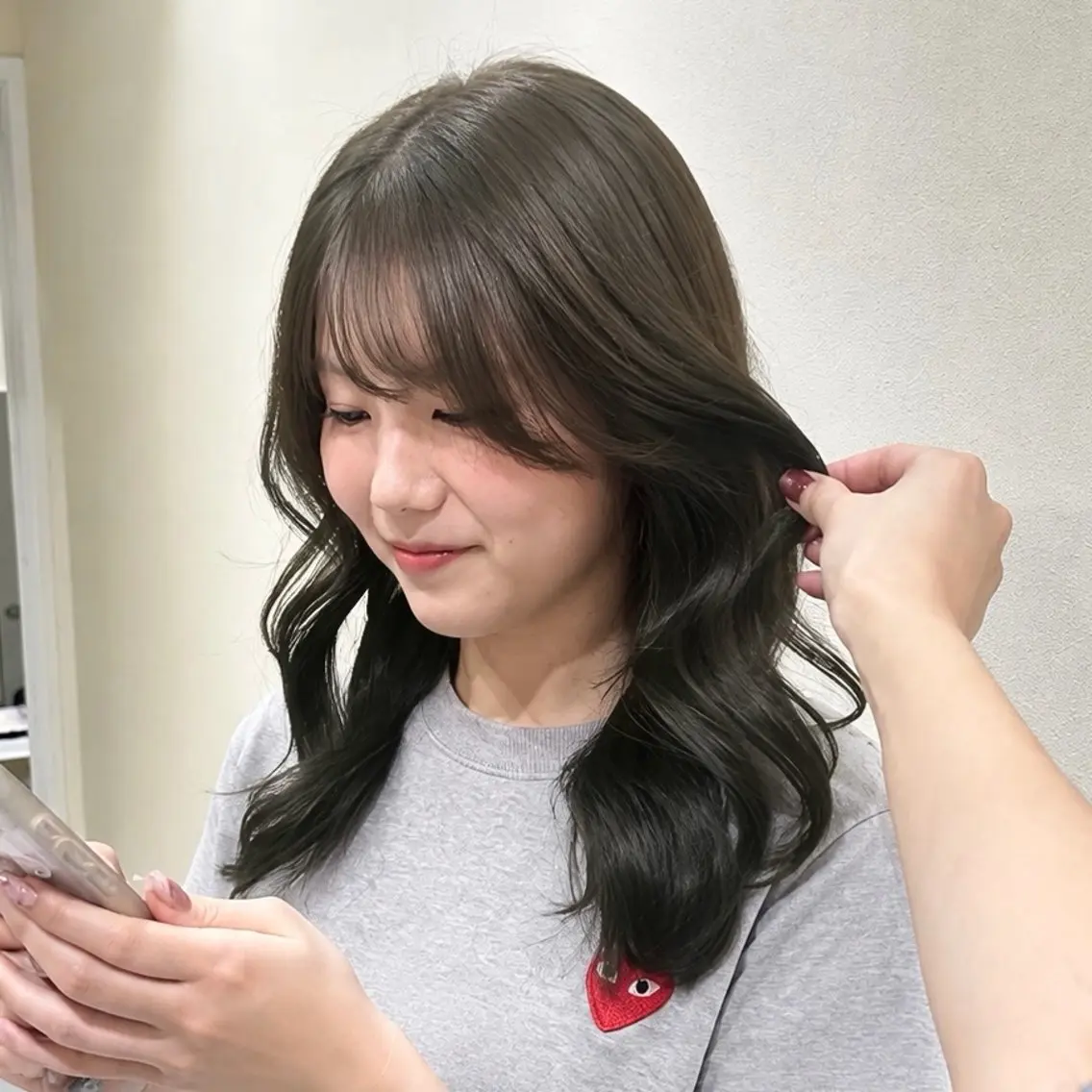 セミロング レイヤーカット カット ヘアカラー 韓国レイヤーカット/ オリーブ/toa🕊のヘアスタイル