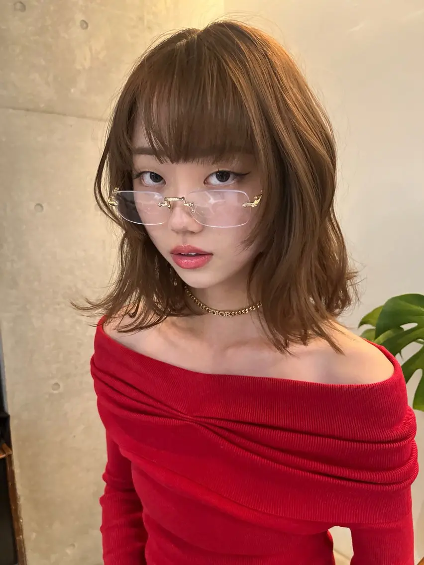 ミディアム 切りっぱなしボブ ボブ レイヤーカット レイヤーカット\ウル フ　chinatsuのヘアスタイル