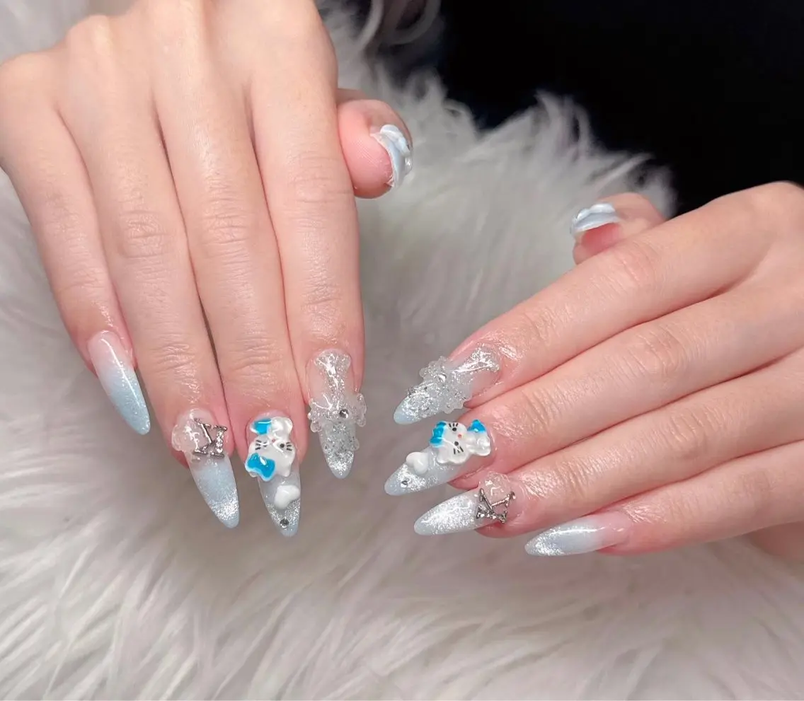 ネイル 長さ出し グラデーション 卒業式 キラキラネイル マグネットネイル ハンドネイル Lee Nailsのネイルデザイン