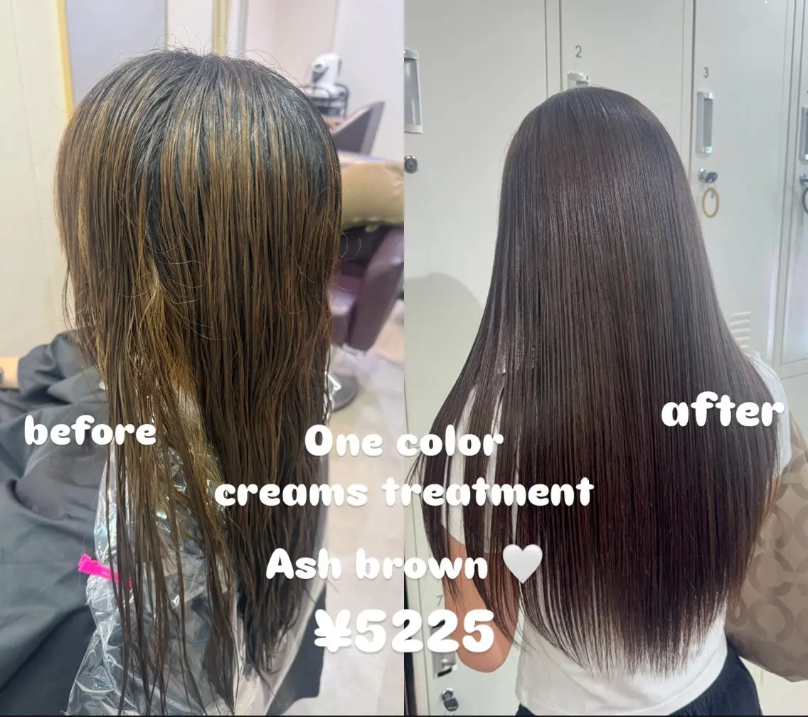 ロング カット ヘアカラー 韓国レイヤー 🎀ダブルカラーのヘアスタイル