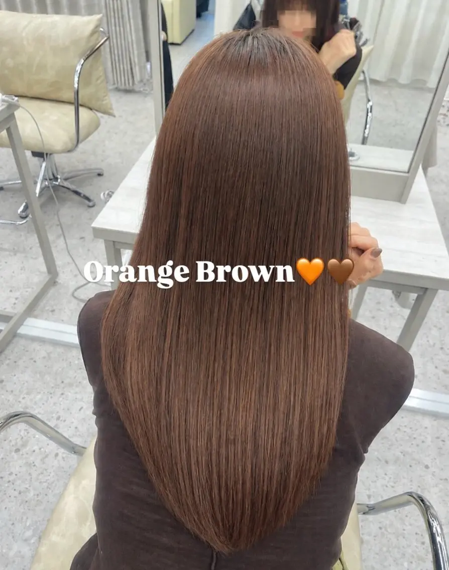 カラー ブリーチ ブラウンカラー 透明感カラー ブリーチなしカラー オレンジ COCO reiのヘアスタイル