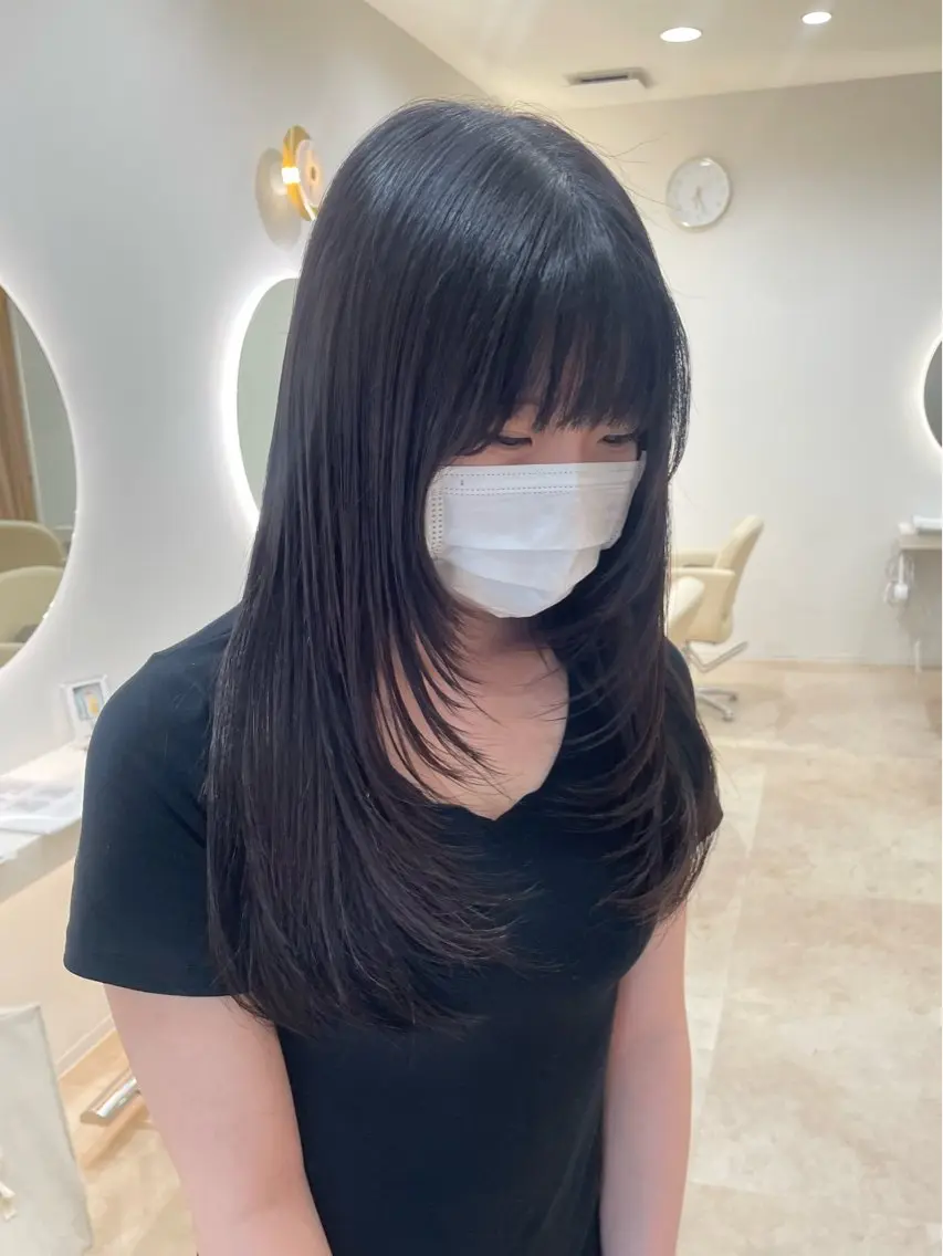 ロング レイヤーカット カット ANCHORウェリナ NOZOMIのヘアスタイル