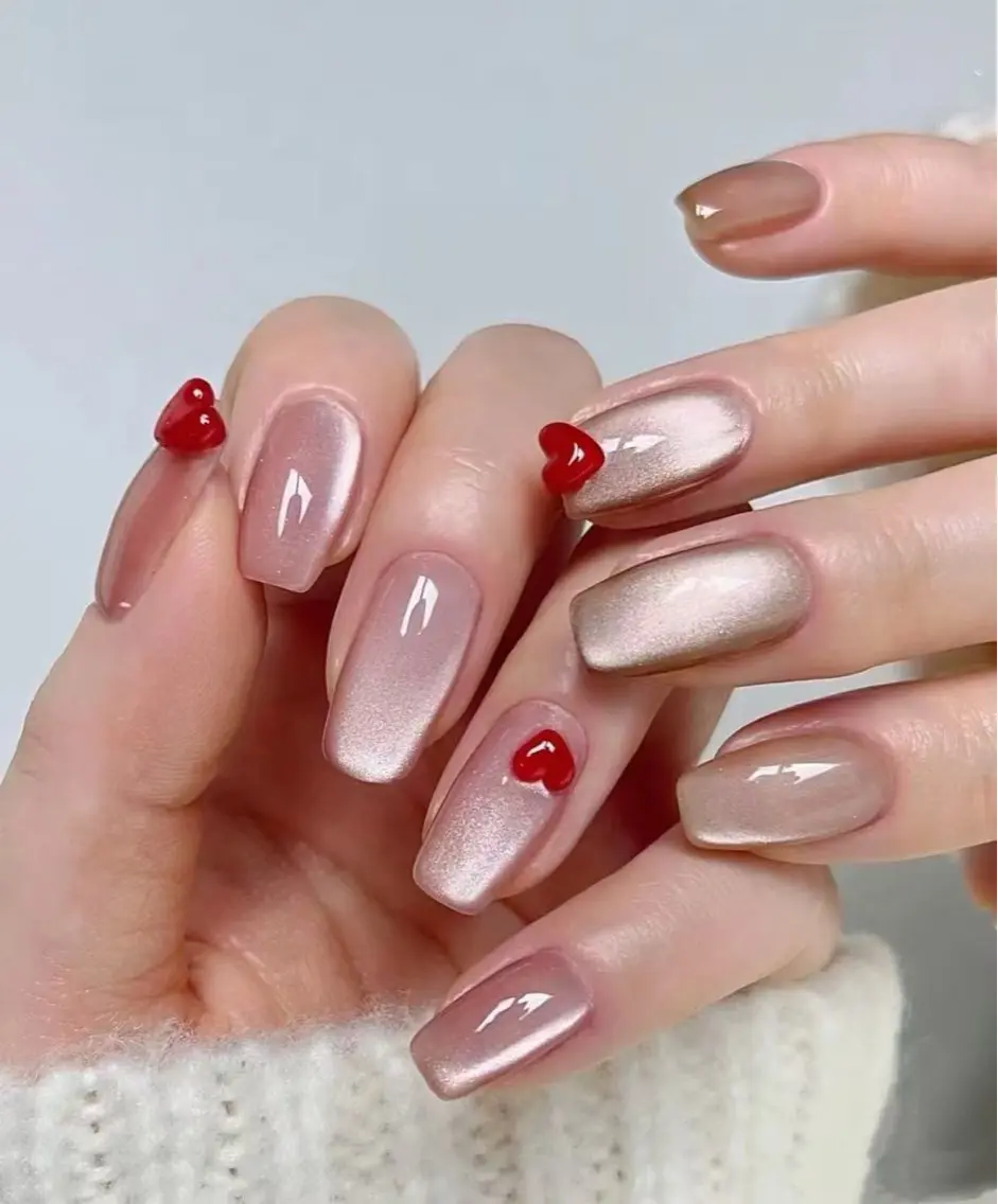 ネイル フラワーネイル フレンチネイル ジェルネイル ガラスフレンチ ハート ハンドネイル BabyYouMi nailのネイルデザイン