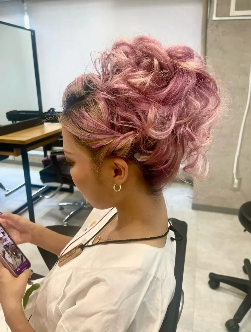 ヘアアレンジ ヘアセット 松井那津子 /ハイライトブリーチのヘアスタイル