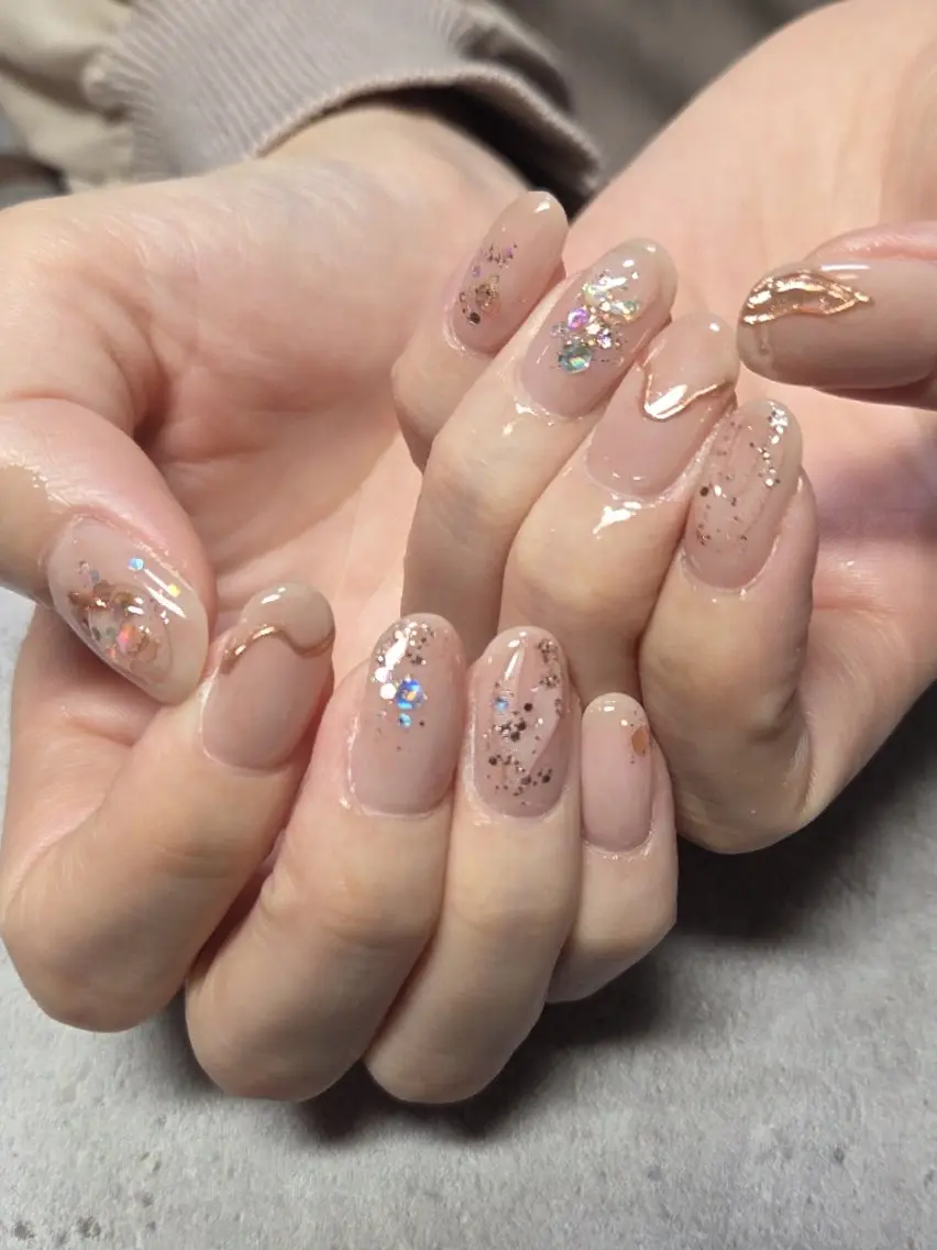 ネイル ジェルネイル グラデーション 大理石ネイル(マーブル) ミラーネイル 持ち込み ハンドネイル flure de neige yukiのネイルデザイン