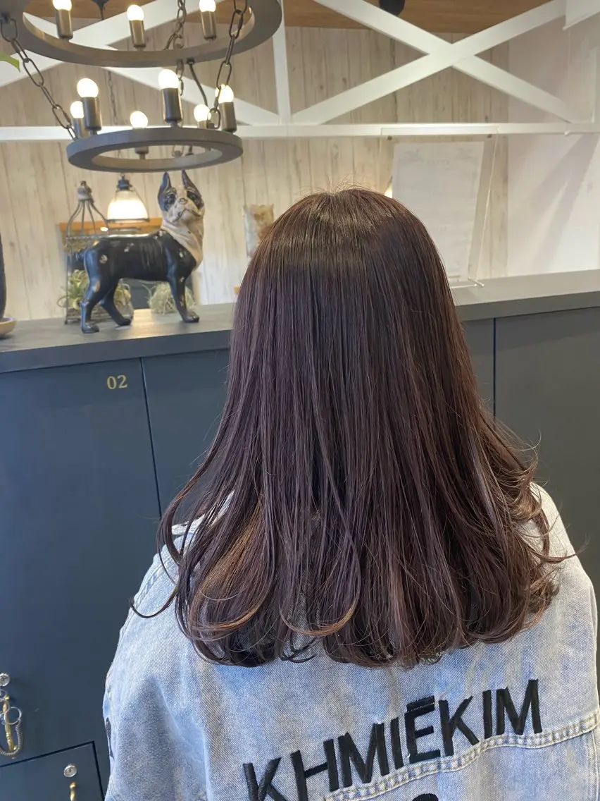 セミロング カラー ブラウンカラー ピンクカラー ピンクブラウン レイヤーカット カット ヘアカラー トリートメント 柴田 枝利子のヘアスタイル