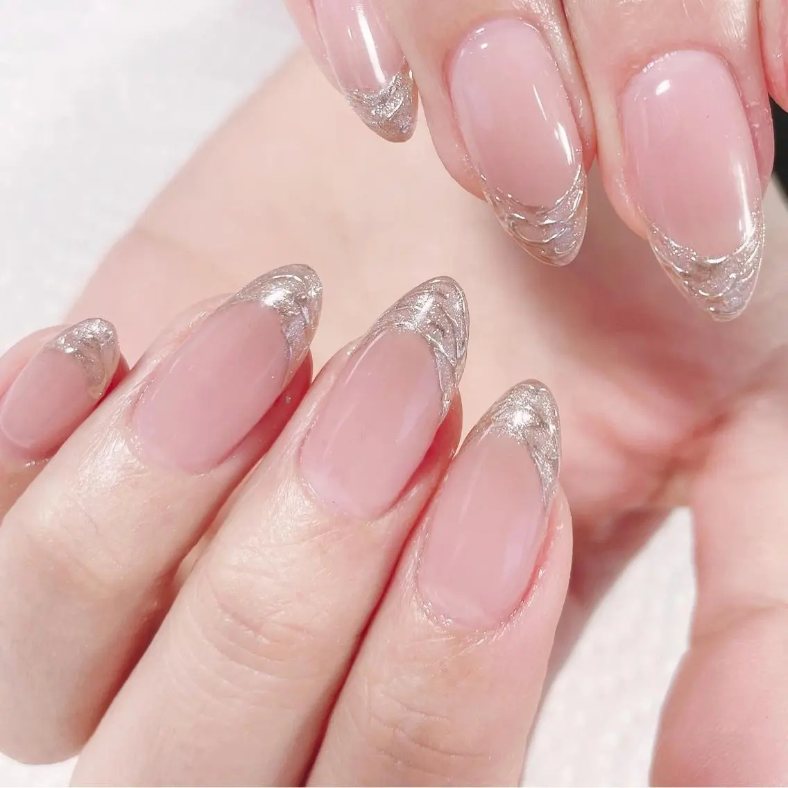 ネイル フレンチネイル ガラスフレンチ マグネットネイル ミラーネイル CHIARA nailsのネイルデザイン