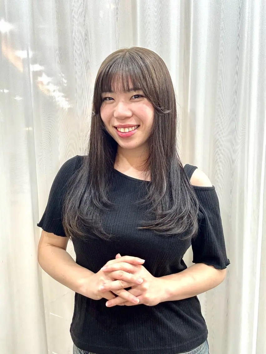ロング カラー 黒髪 ブルーカラー ブルーブラック 髪質改善 レイヤーカット 志賀 あずみのヘアスタイル