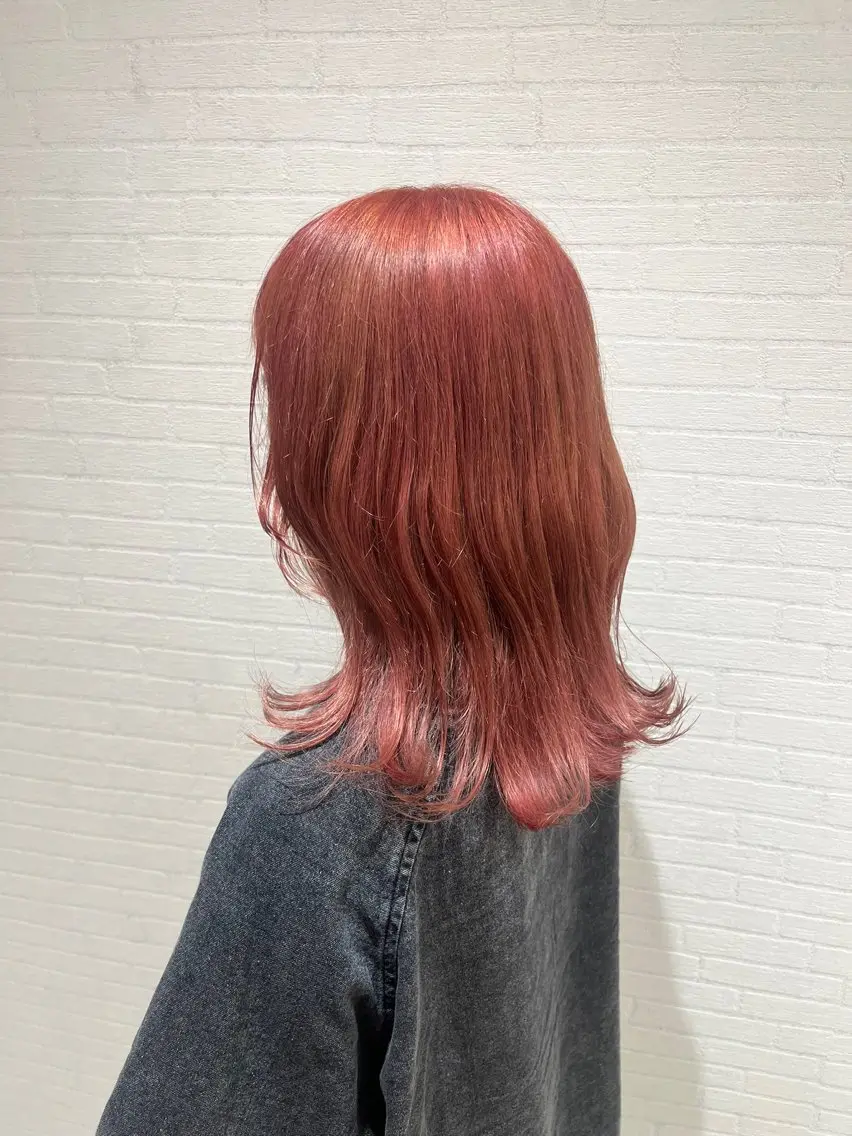 カラー ブリーチ オレンジ ピンクカラー ヘアカラー ハイトーンカラー🎀 はなえのヘアスタイル