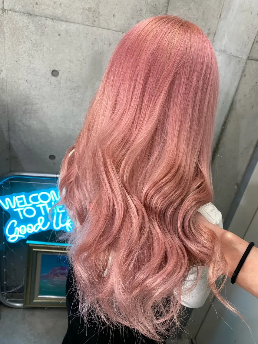 セミロング カラー ベージュカラー ピンクカラー ピンクベージュ 國分 伸也のヘアスタイル