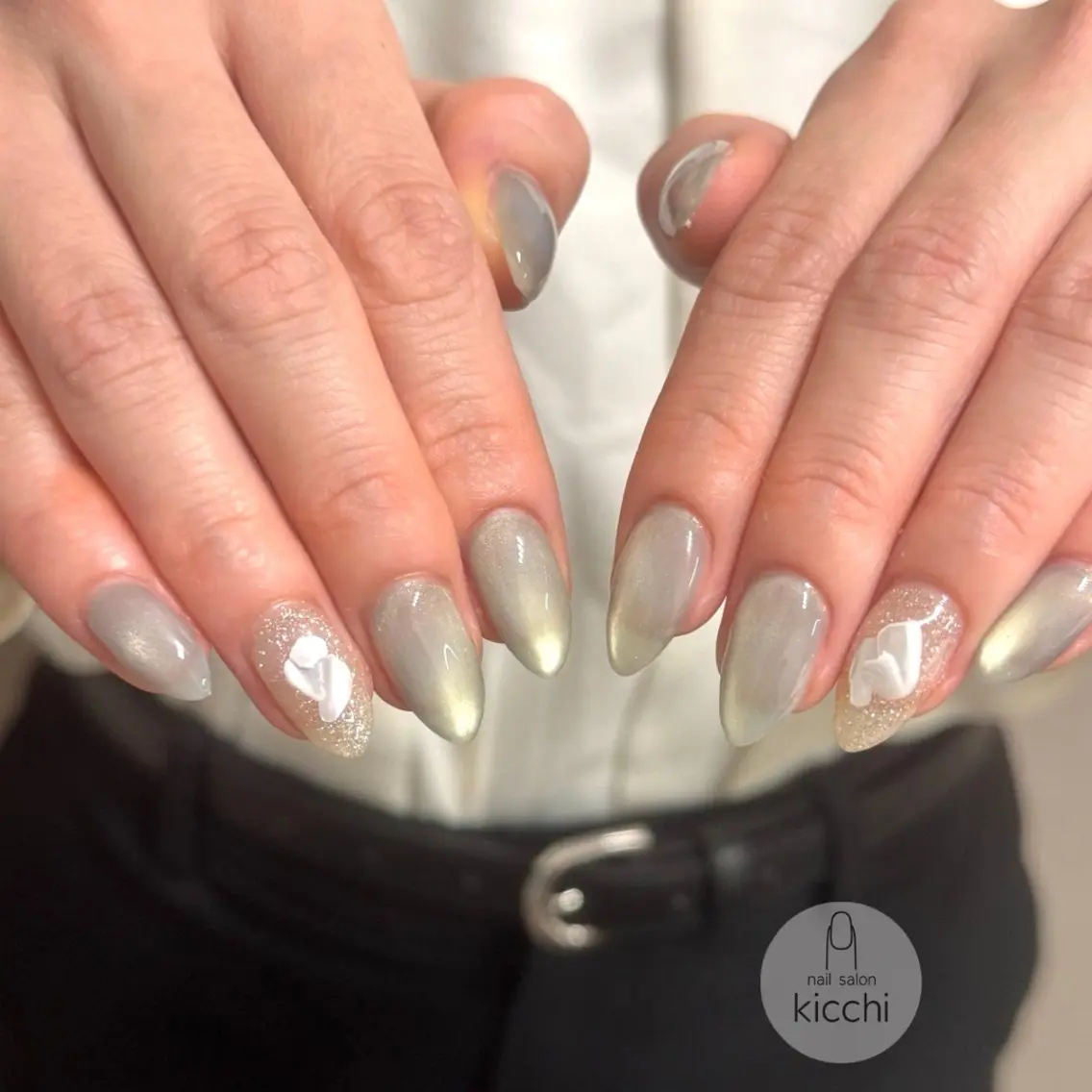 ネイル ブルー マグネットネイル 夏ネイル nail salon kicchiのネイルデザイン