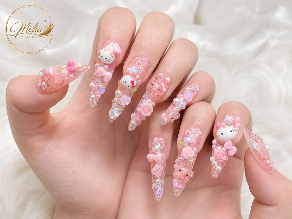 ネイル クリアネイル 長さ出し キラキラネイル 韓国ネイル ロングネイル ハンドネイル ハンドケア Melia Nailsのネイルデザイン