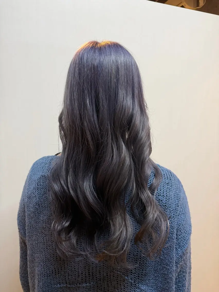 ロング カラー ブルーカラー ラベンダーカラー カット パーマ 垢抜け特化 ひなり🥀のヘアスタイル