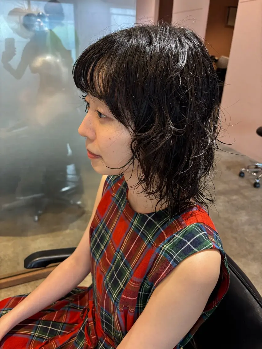 ミディアム カラー カット パーマ トリートメント Hayashi Shioriのヘアスタイル