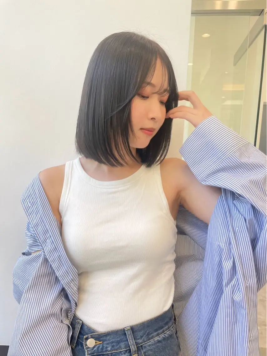 ミディアム カラー カット ヘアカラー 髪質改善/透明感カラ ー/縮毛/ meiのヘアスタイル